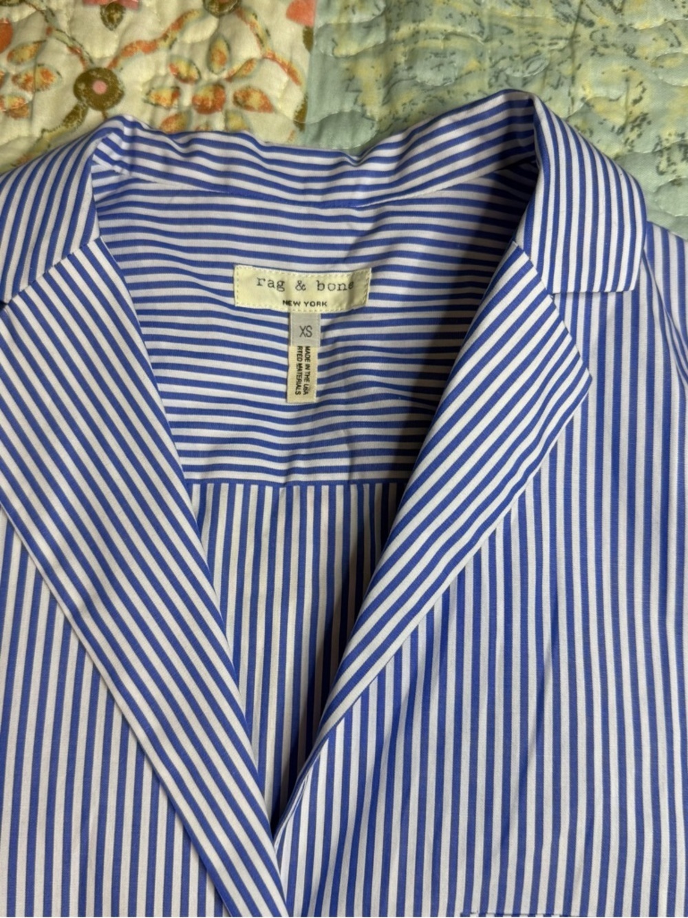 rag & bone Blue and White Striped Shirt Preppy Business Casual size XS - Picture 8 of 12